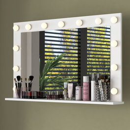 Hanah Home Mesa de Maquillaje Blanca con 13 Focos